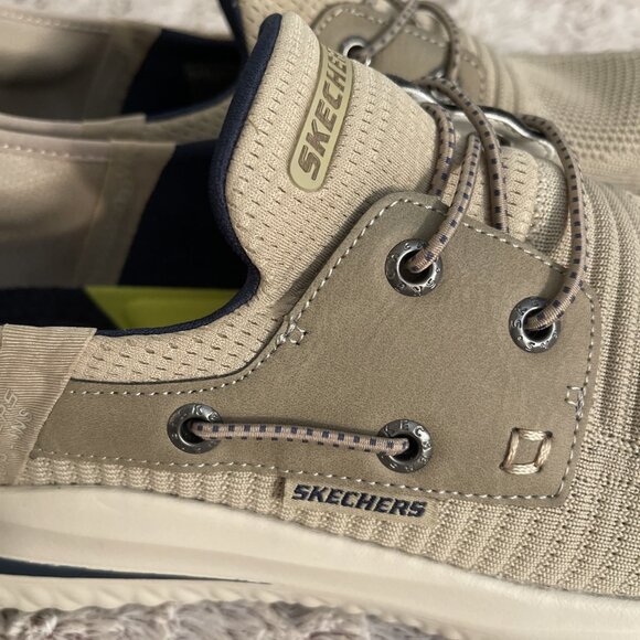 Skechers Delson 3.0 Men's Sz 10.5 US Hands Free Slip Ins Shoes 210606 Taupe Nice - Picture 6 of 16